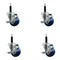 Service Caster 3'' SS Blue Poly Swivel 3/4'' Expanding Stem Caster Set with Brake, 4PK SCC-SSEX20S314-PPUB-BLUE-TLB-34-4 - alternate 1